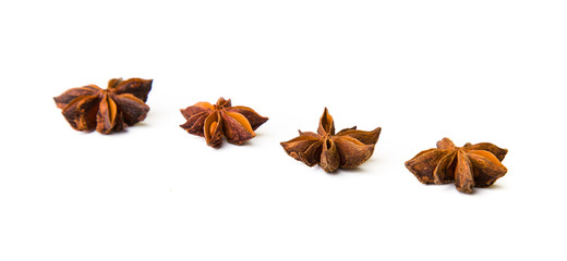 Composition of spices with cinnamon sticks isolated on white
