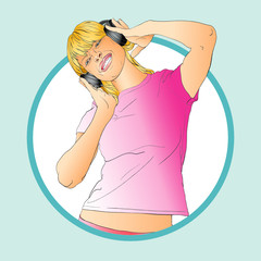 Young woman listening music