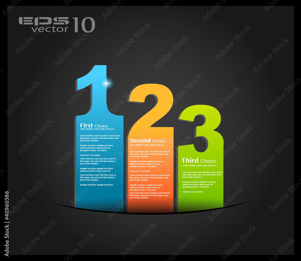 Poster postcard menù with 3 choices. ideal for web usage, depliant...