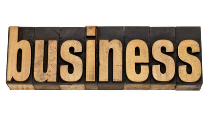 business word in letterpress type