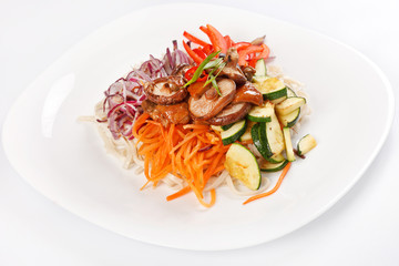 meat with vegetables and noodles