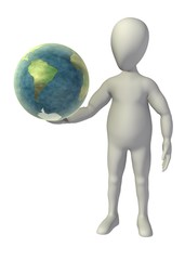 3d render of cartoon character with earth