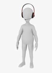 3d render of cartoon character with headphones