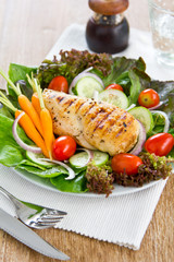 Grilled chicken and salad