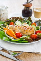 Grilled chicken and salad