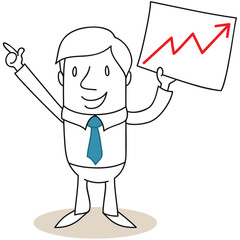 Geschäftsmann, Schild, Börsenkurs