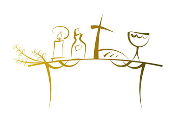 Symbol-Set: Christliches Abendmahl (Gold)