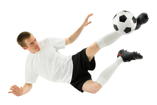 Fu&szlig;baller zeigt einen gekonnten Schuss
