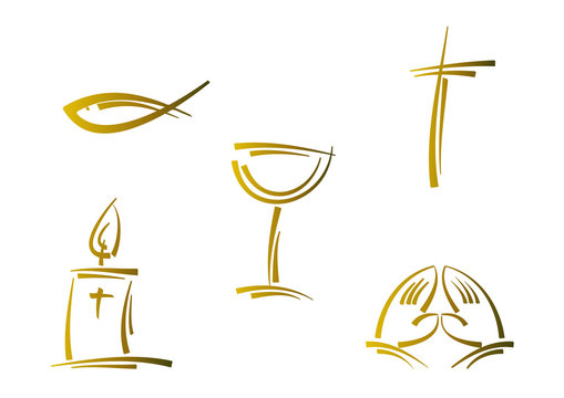 Clipart-Set: Symbole f&uuml;r Religion und Feiertage (Gold)