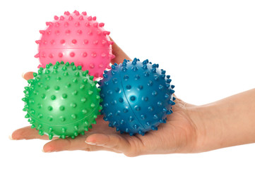 three colored massage balls