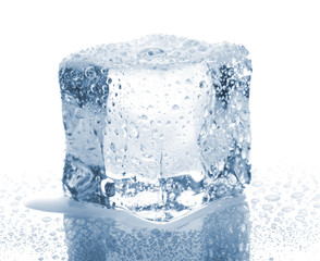 Ice cube with water drops