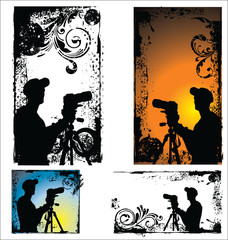 Grunge photographers silhouette - set vector