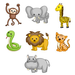 Naklejka premium Wild animals cartoon