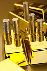 Gold bars and coins