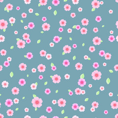 Seamless Pattern with Pink and White Flowers