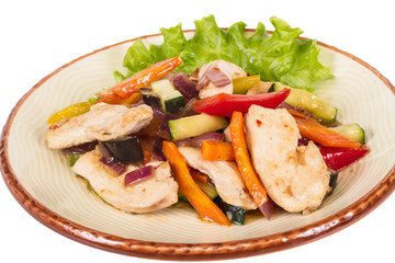 Grilled vegetables and chicken fillet