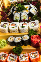 Set of sushi and rolls