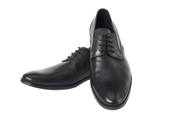 Male black shoes isolated on the white background