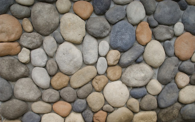 Multicolor different size Stones with cement on wall