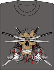 shark sword skull on vector t-shirt