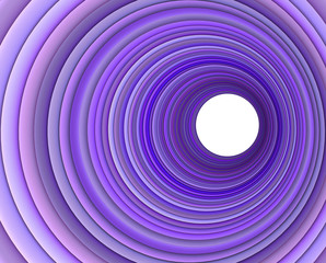 3d render concentric pipes in multiple purple color
