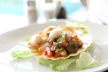Scallop with butter seafood appetizer