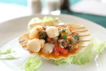 Scallop with butter seafood appetizer
