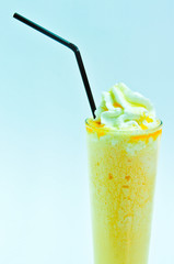 Milk shakes with fruits isolated on white