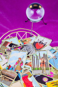 Tarot cards with a magic ball (5).
