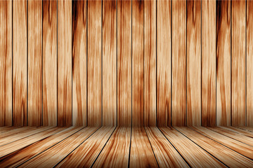 Vector wood room with wooden planks floor