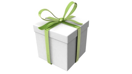 present box with bow green light perspective