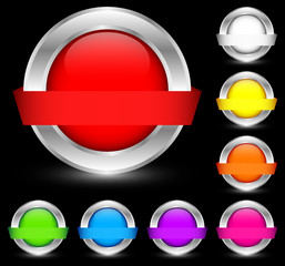 Set Of 8 Buttons Banner Color Black Background