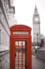 Deurstickers Big Ben en rode telefooncel © Sampajano-Anizza