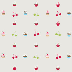 seamless pattern with decorated cupcakes