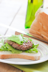 Hamburger with salad