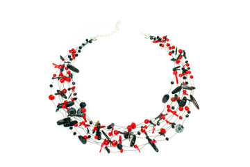 Necklace on a white background. Hand made.