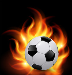 Soccer ball on fire, vector background