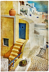 Obrazy na Szkle  kolory Santorini -obraz artystyczny