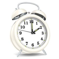 Alarm Clock. Classic alarm clock. Cream White. Retro.