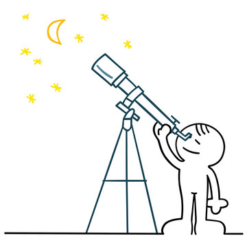 figur beobachtet himmel mit teleskop