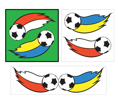 logo with football balls and polish and ukranian flags