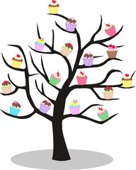 a tree full of cupcakes