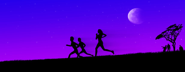 Zombie chase on horrific night