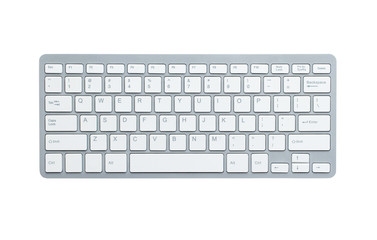 Modern aluminum computer keyboard with clipping path - obrazy, fototapety, plakaty