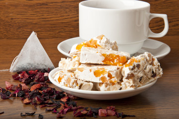 Oriental sweets and fruit tea