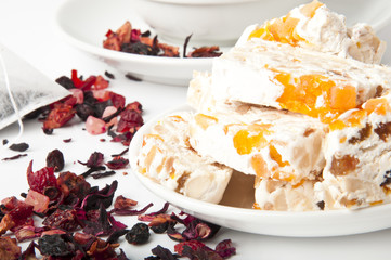 Oriental sweets and fruit tea