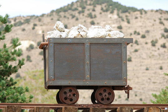 Old Mine Cart And Bridge In The Mining District