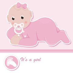 Baby girl arrival announcement card