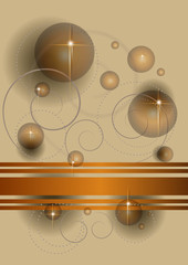 Abstract transparent balls and stars on a beige background