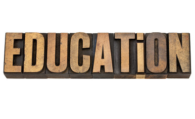 education in vintage letterpress type